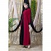 Collared Casual abaya - Red-Black color